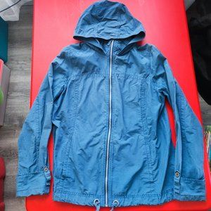 Columbia canvas windbreaker with hood full zipper muted blue women's size L